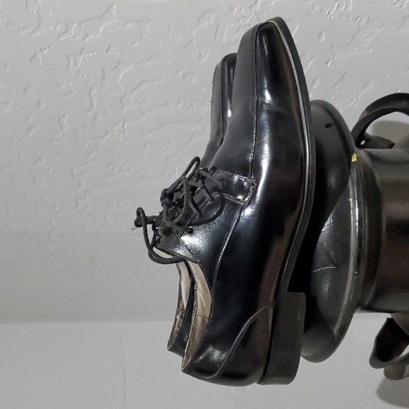 MENS BLACK STACY ADAMS  SHOES SIZE 11 DRESSY SQUARE TOE - Picture 1 of 12